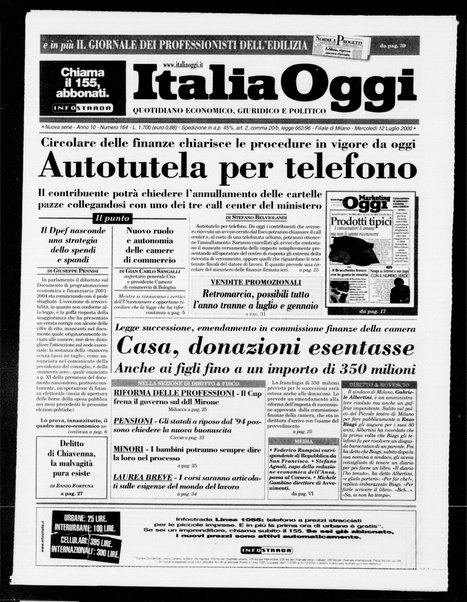 Italia oggi : quotidiano di economia finanza e politica